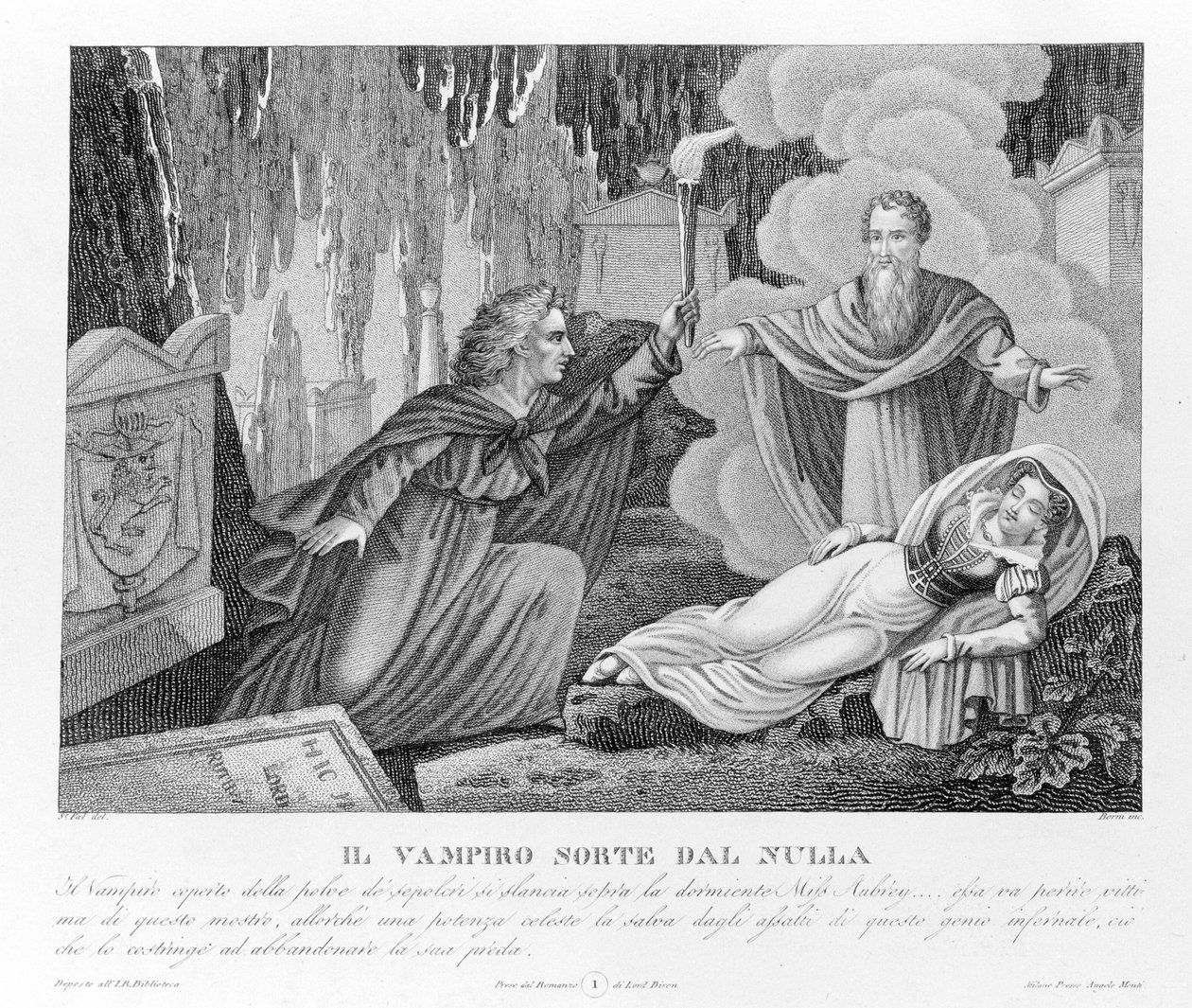 Mennyei bosszú – az új „A vámpír” szerint, amelyet először Lord Byronnak (1788-1824), angol költőnek tulajdonítottak. majd Polidori titkárához. 1816. alkotó: Unknown artist