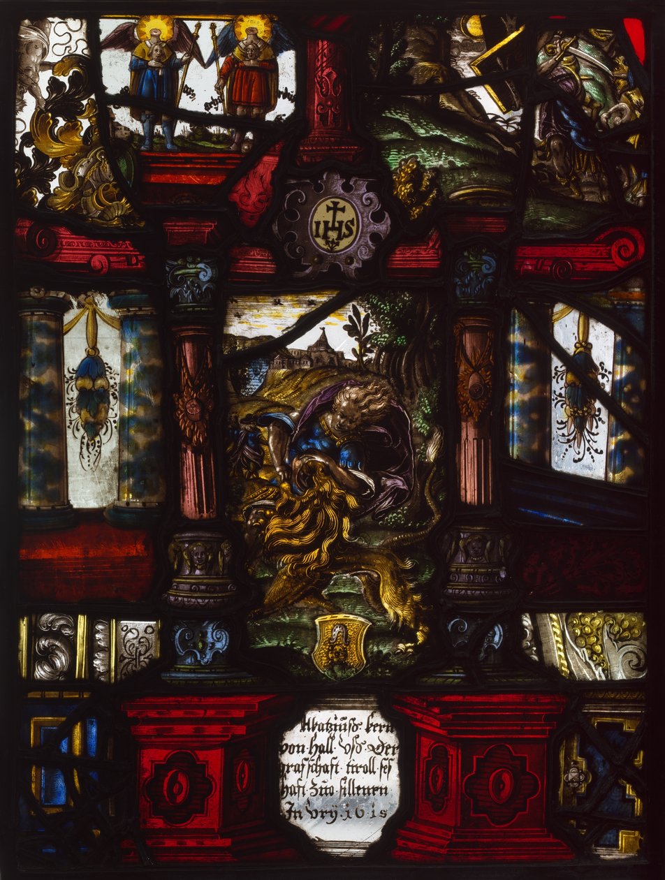 Sámson és az oroszlán heraldikai táblája alkotó: Unknown artist