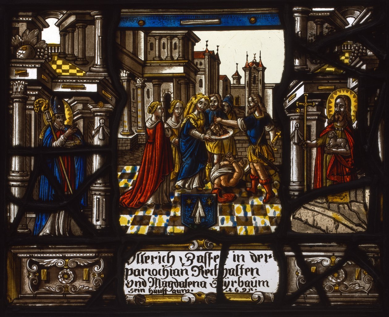 Heraldikai tábla Keresztelő Szent János lefejezésével alkotó: Unknown artist
