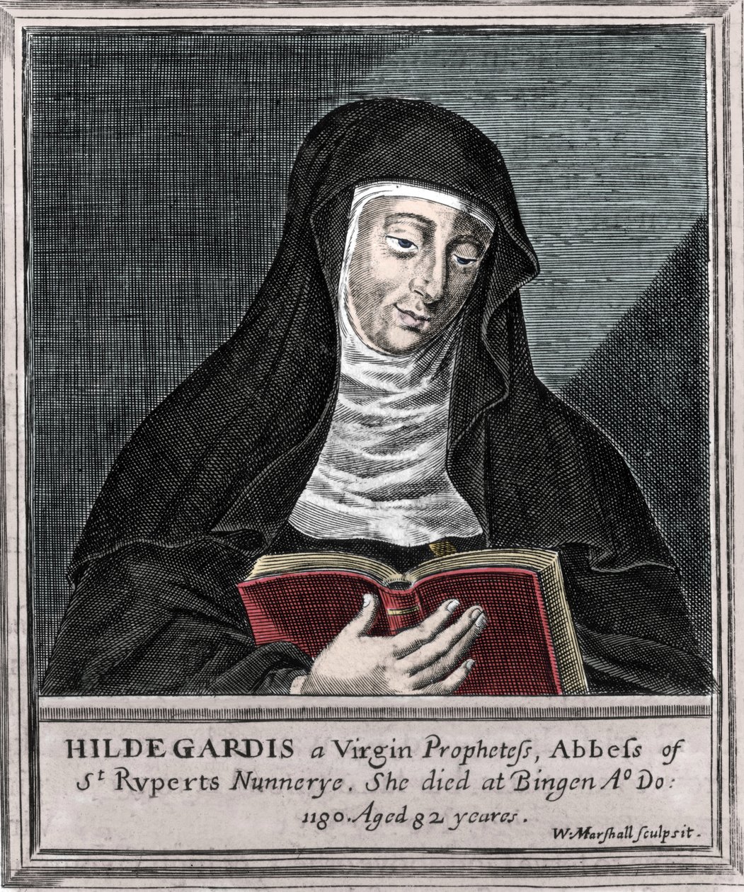 Bingeni Hildegard - Szent Hildegard (Hildegard) (1098-1179) ábrázolása Bingentől”” Metszet a XIX. alkotó: Unknown artist