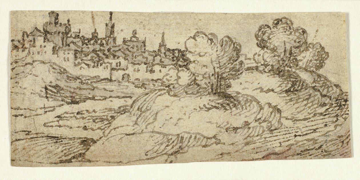 Hill város fákkal az előtérben alkotó: Unknown artist
