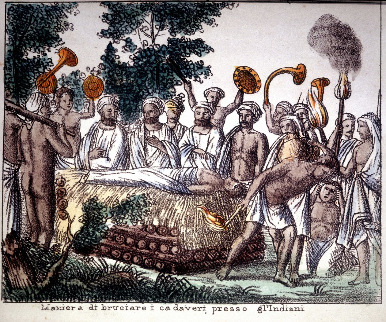 Hinduizmus: hamvasztásos jelenet. Private Coll. alkotó: Unknown artist