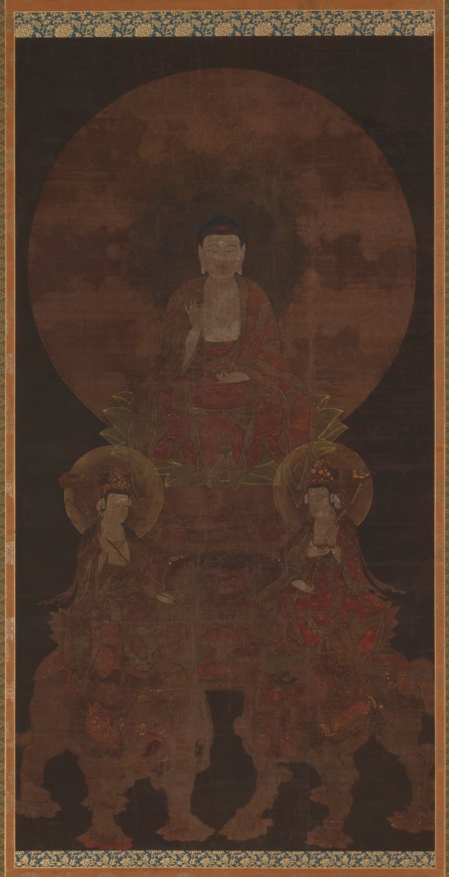 Hisztérikus Buddha Shakyamuni a bódhiszattvákkal, Fugennel (Samanthabhadra) és Manjuval (Manjushri) alkotó: Unknown artist