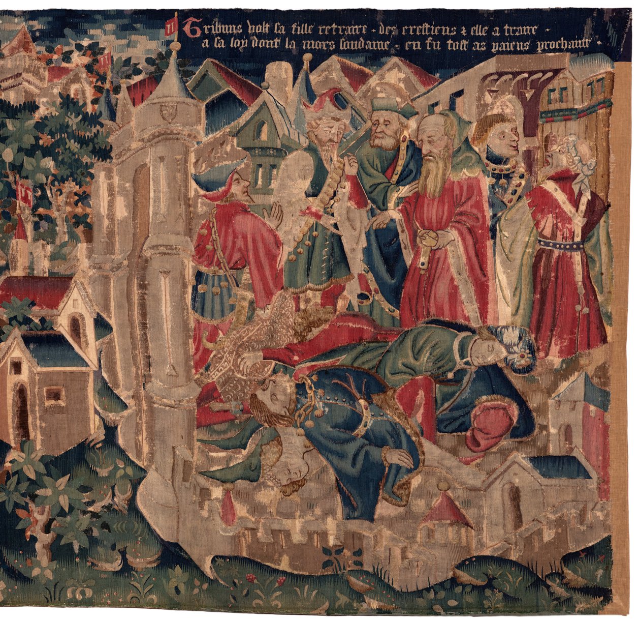Saint Piat és Saint Eleuthère története, 14. jelenet: A pestisjárvány elpusztítja Tournai városát. alkotó: Unknown artist
