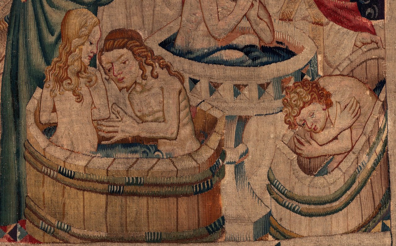 Saint Piat és Saint Eleuthère története, 7. jelenet a száműzött keresztények megkeresztelkedése, Részlet. A keresztség. alkotó: Unknown artist