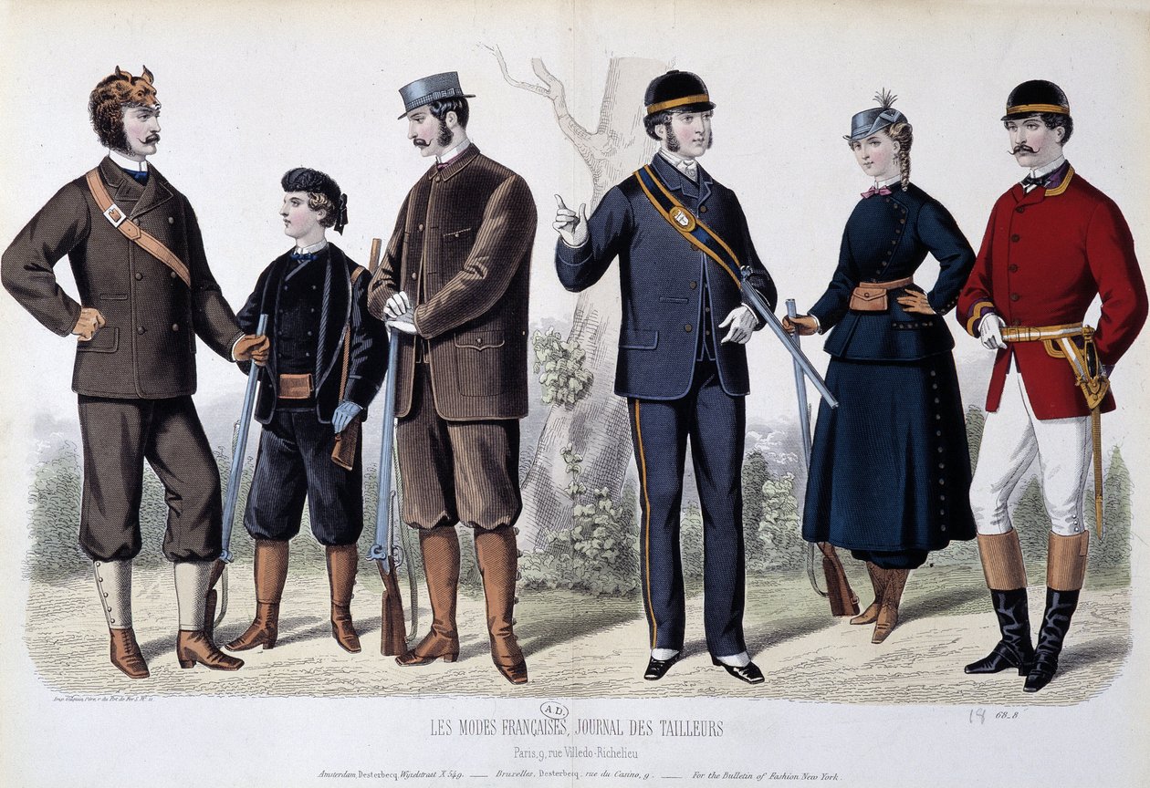 Vadászruhák, „” Le Journal des tailors”” alkotó: Unknown artist