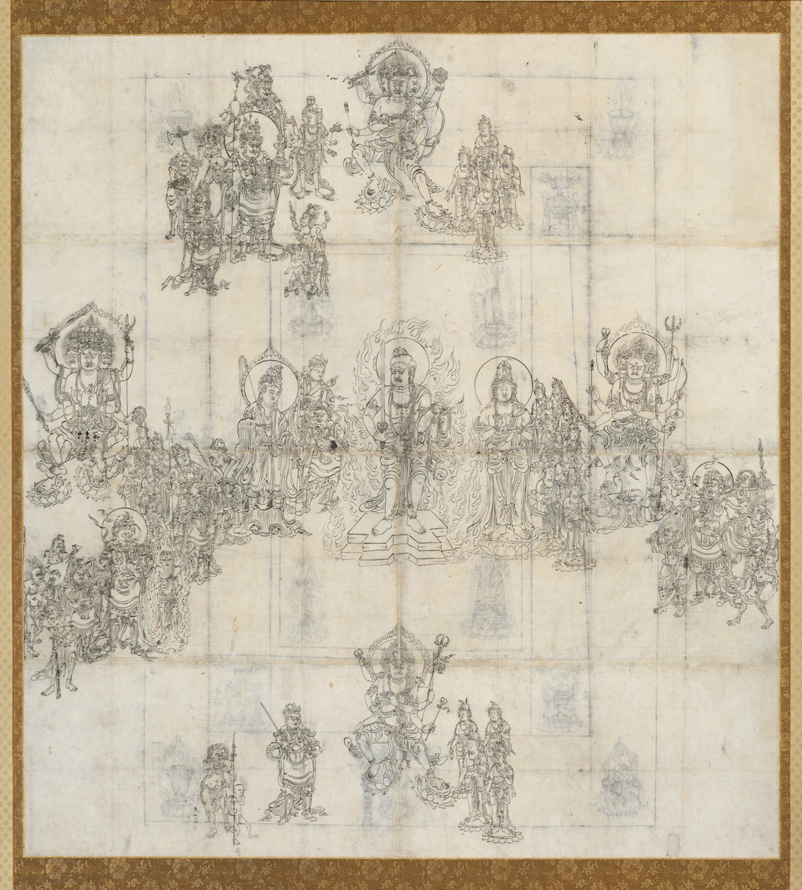 Ikonográfiai vázlat (Zuzō) a Jótékony Királyok Szútra Mandala számára alkotó: Unknown artist