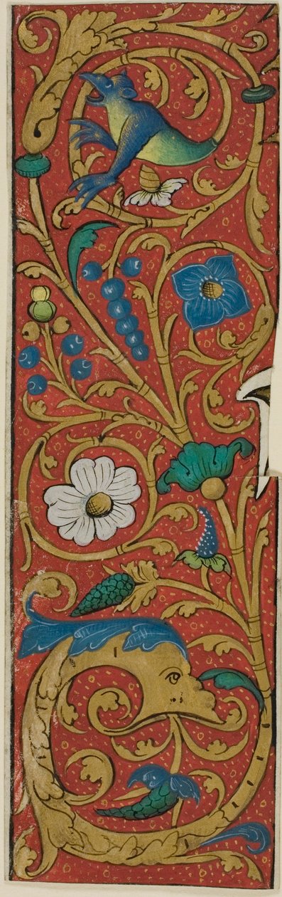 Illuminált szegély groteszkekkel és növényvilággal egy kéziratból alkotó: Unknown artist