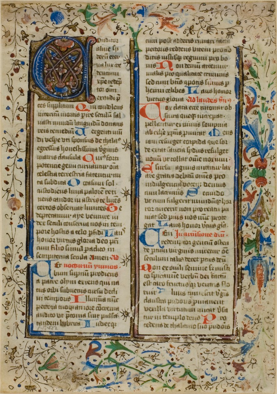 Illuminált "A" kezdőbetű egy zsoltárból vagy breviáriumból alkotó: Unknown artist