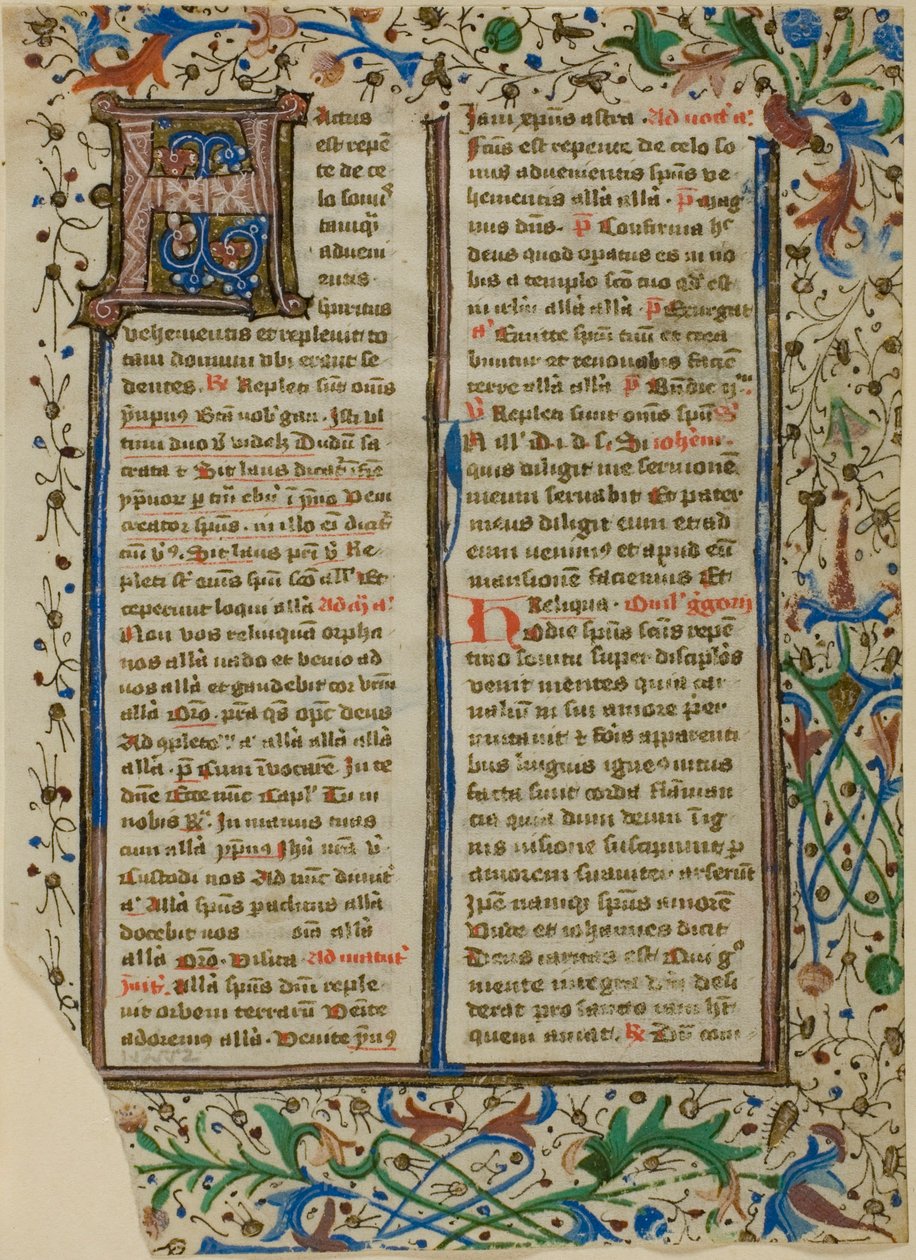 Illuminált "H" kezdőbetű egy zsoltárból vagy breviáriumból alkotó: Unknown artist