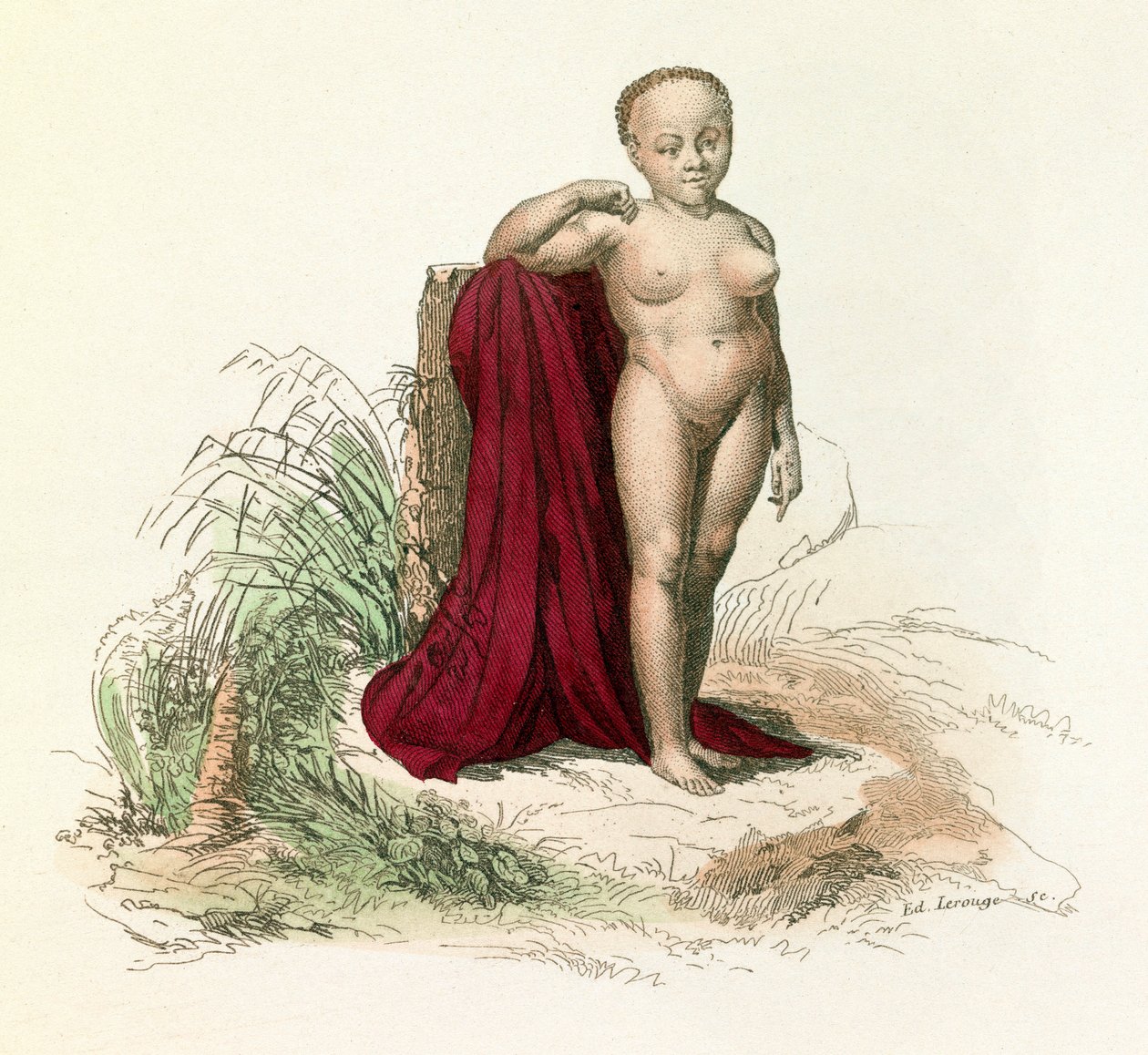 Illusztráció a "Buffon összes művei" című könyvből: Buffon: Az ember természettörténete: Buffon: Fehér Negresse (metszet) alkotó: Unknown artist