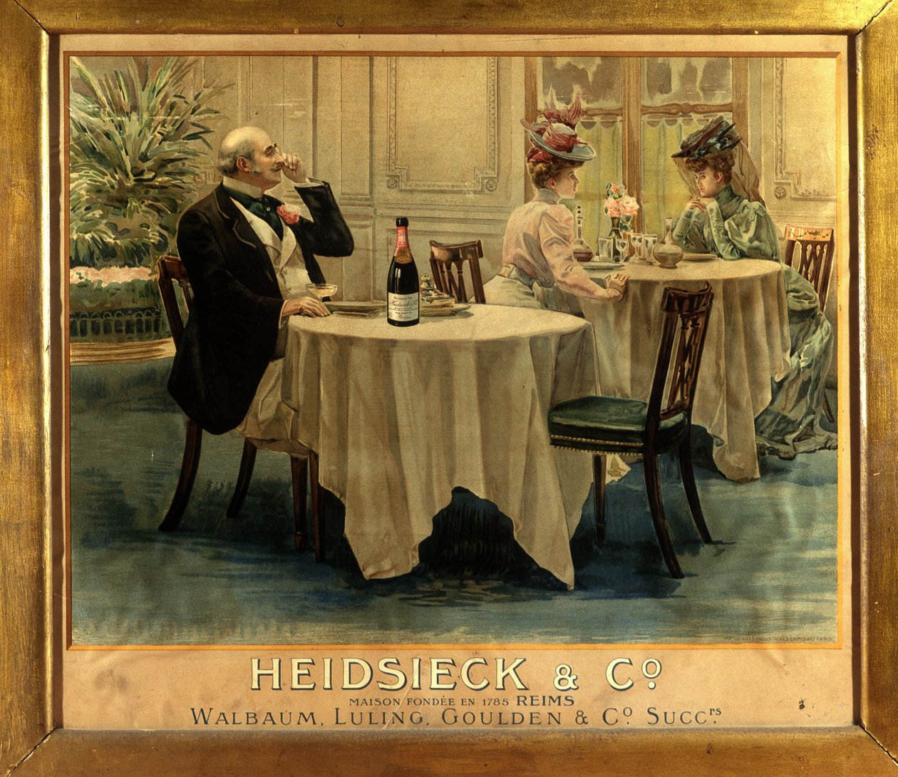 Egy étteremben - A Champagne Heidsieck reklámplakátja, 19. század vége alkotó: Unknown artist