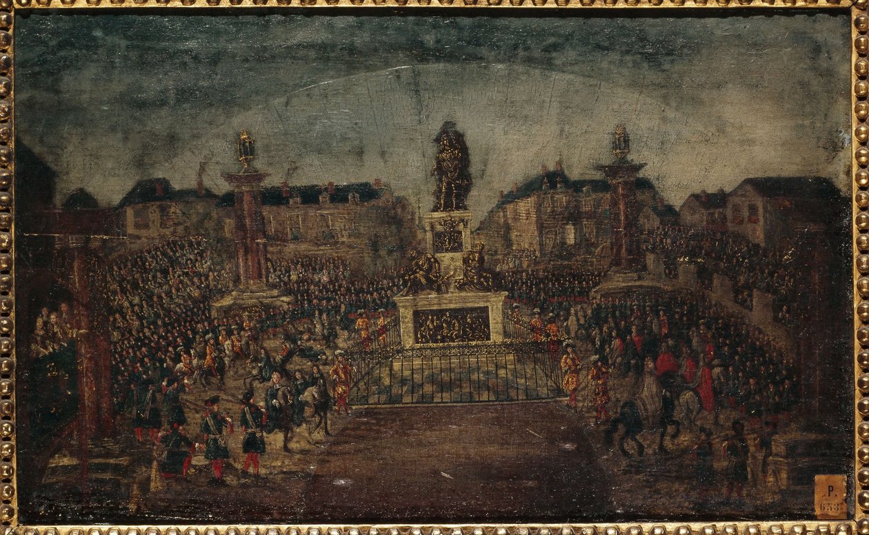 XIV. Lajos szobrának felavatása, Place des Victoires, a mai 1. és 2. kerület, március 28. alkotó: Unknown artist