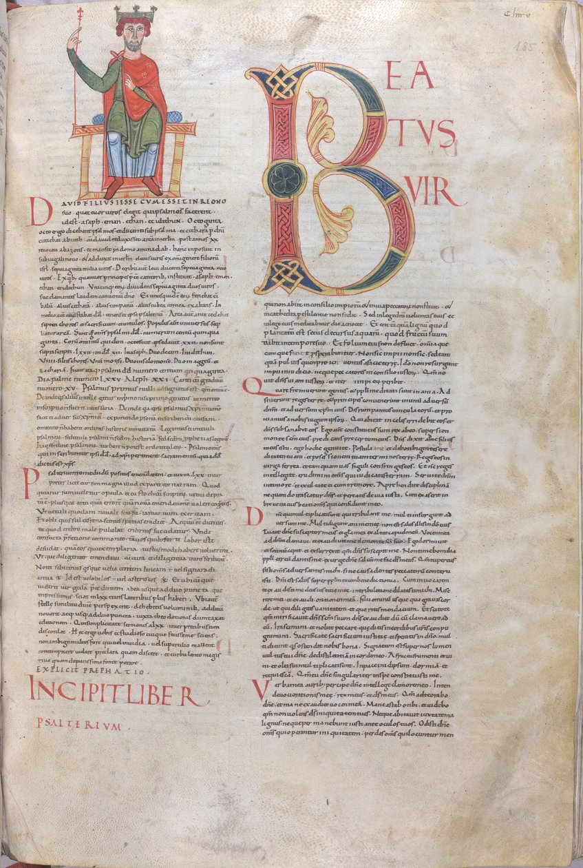 Incipit David, Beatus; Incipit of Psalms, 11. század (miniatűr, hártyás kézirat) alkotó: Unknown artist