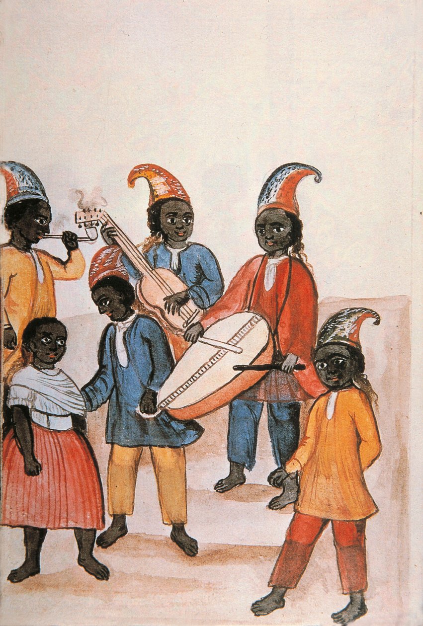 Indiai tánc, a "Trujillo del Peru" vagy "Códice Martínez Compañón" című könyvből, Baltazar Martinez Compañón y Bujanda, Trujillo püspöke (1782-1785) alkotó: Unknown artist
