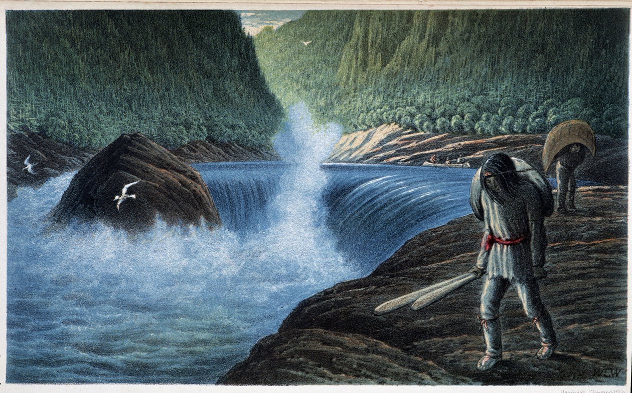 Indián a zuhatag közelében: „” a harmadik zuhatag a moisie-on”” - a „” Labrador-félsziget felfedezése” című könyvében, szerző: Hind, Henri Youle alkotó: Unknown artist