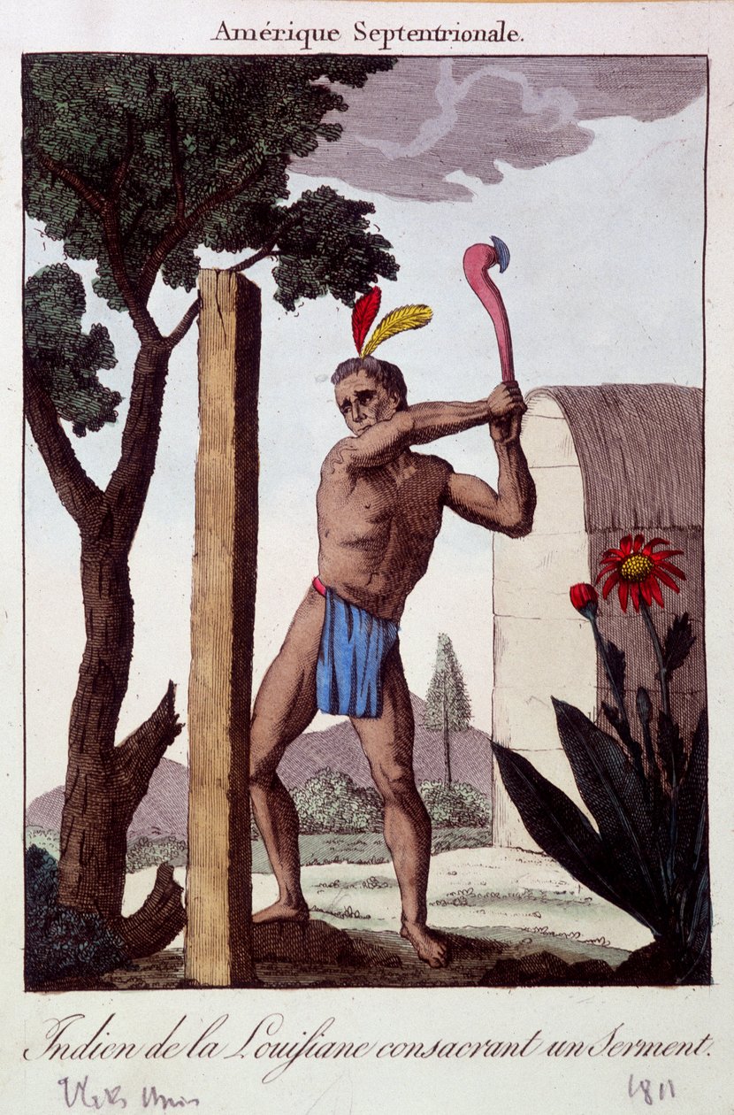 Louisiana indiánja esküt szentelt - metszet alkotó: Unknown artist