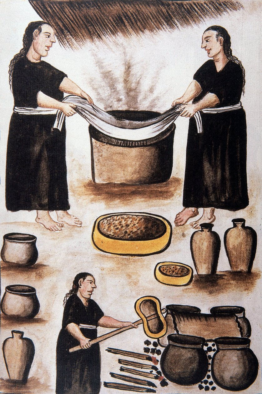 Indiánok húst főznek, a "Trujillo of Peru" vagy a "Codex Martinez Companion" című könyvéből, Baltazar Martinez Companion és Bujanda, Trujillo püspöke (1782-1785) által alkotó: Unknown artist