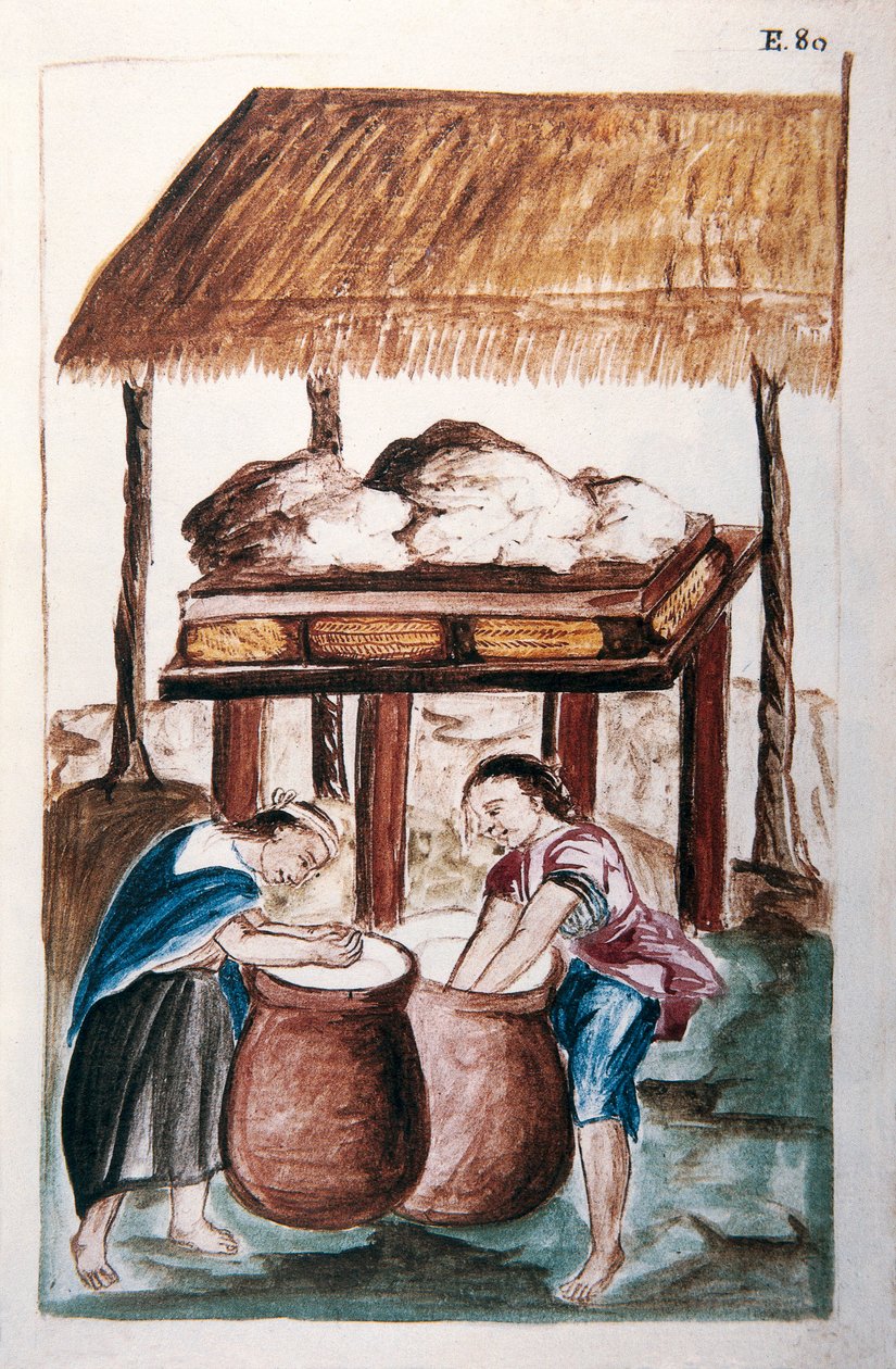 Sajtot készítő indiánok, Baltazar Martinez Companion és Bujanda, Trujillo püspöke (1782-1785) "Trujillo of Peru" vagy "Codex Martinez Companion" című könyvéből alkotó: Unknown artist