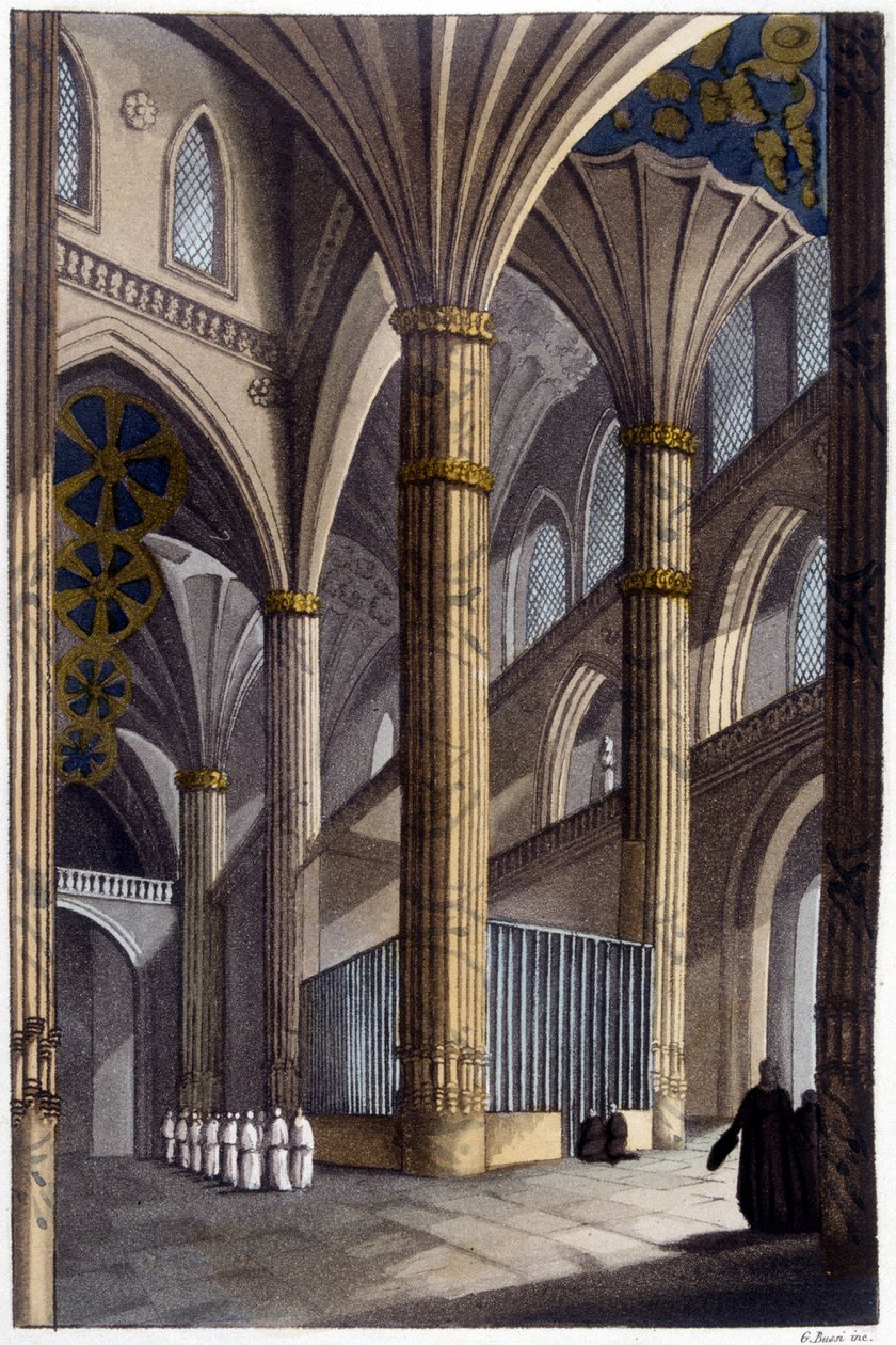 Salamancai katedrális belseje. 19. századi litográfia. alkotó: Unknown artist