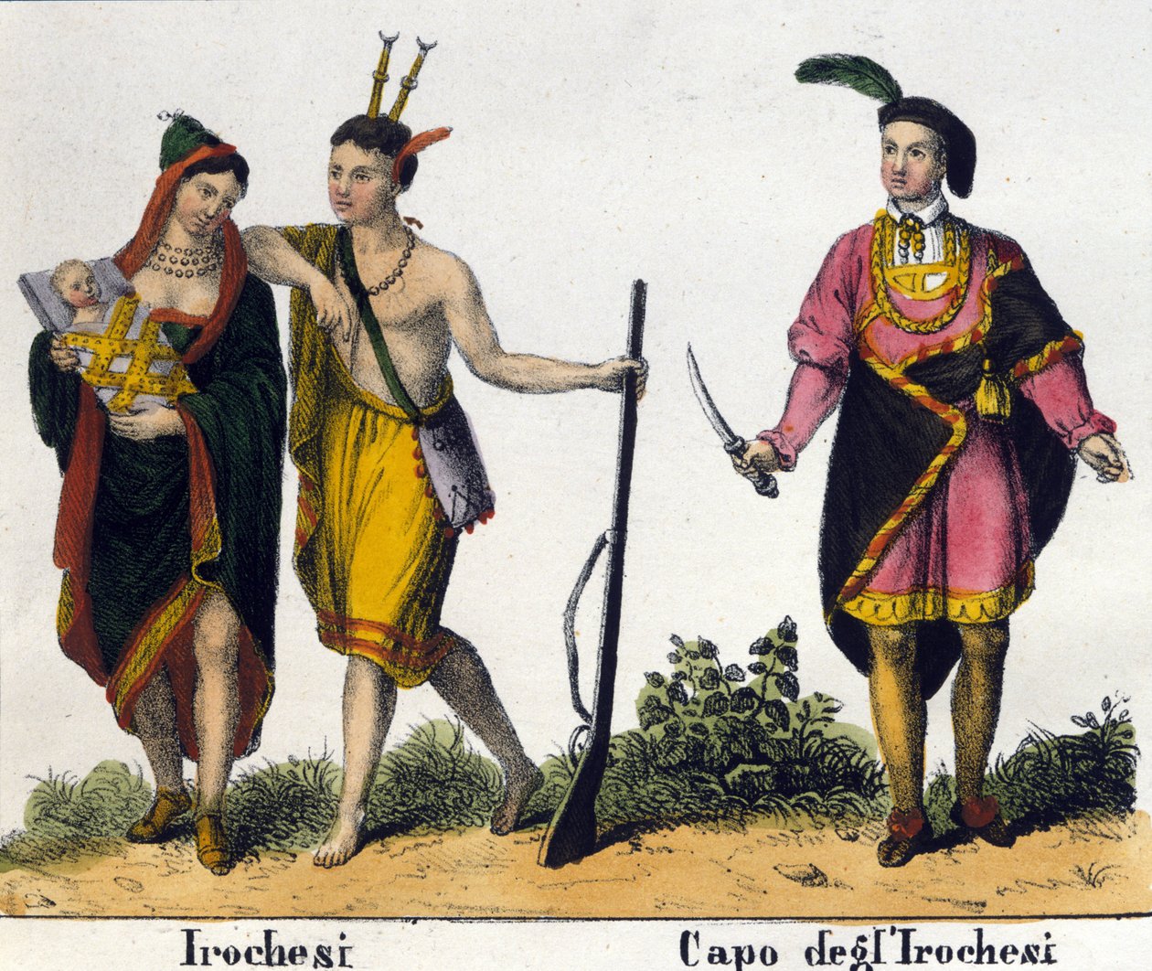 Irokéz indiánok az Amerikai Egyesült Államokból. század eleji litográfia alkotó: Unknown artist
