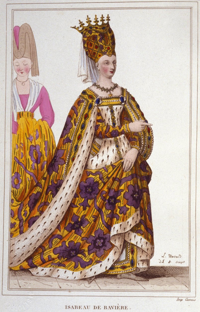 Bajor Isabeau (Isabelle, Elisabeth) (1371-1435). Franciaország királynője. 1830-as metszet. alkotó: Unknown artist