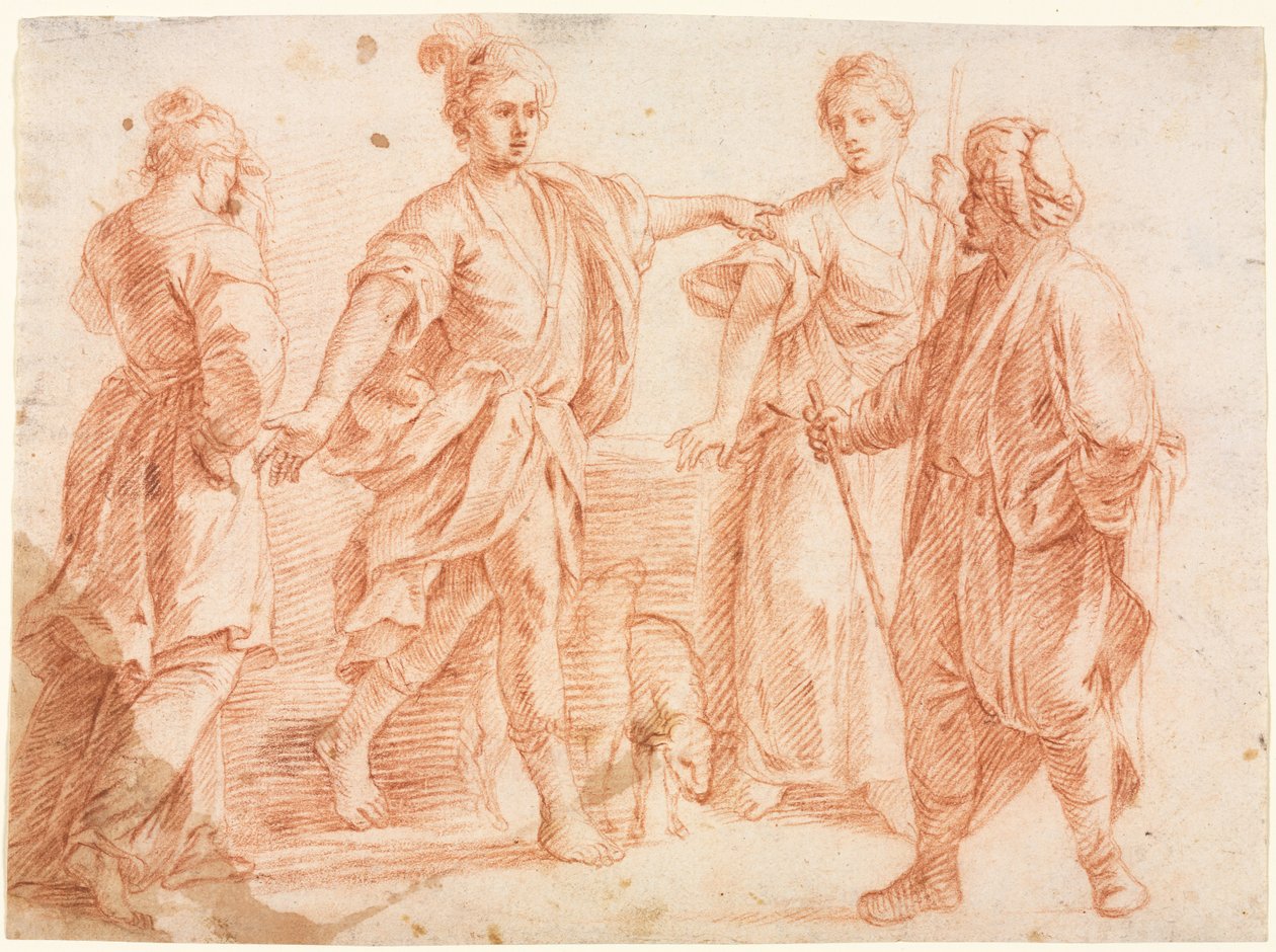 Jákob és Lábán Ráhellel és Leával (recto) alkotó: Unknown artist