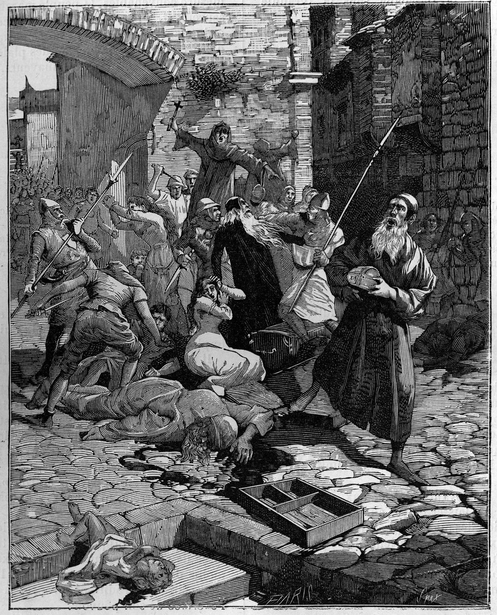 A 13. században a vagyonuktól megfosztott zsidók Franciaországból vadásztak. alkotó: Unknown artist