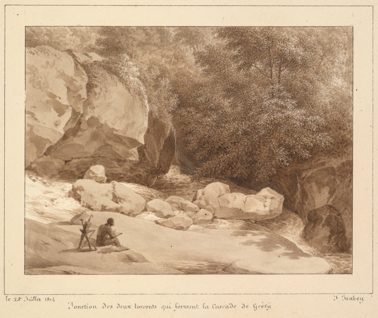 A Cascade de Grésy-t alkotó két folyam találkozása alkotó: Unknown artist