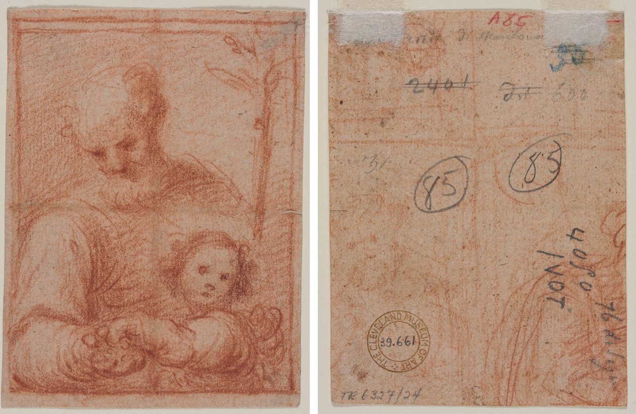 József és gyermeke (recto); Két figura töredéke (fordítva) alkotó: Unknown artist