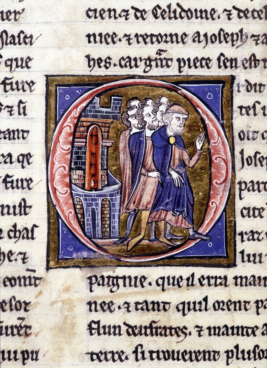 Arimathiai József (Arimathee) és folytatása. Kézirat: A Szent Grál meghódítása, 717 évvel urunk szenvedélye után. Bibliotheque Municipale de Rennes, ms. 255 (A Kerekasztal regénygyűjteménye); Párizs alkotó: Unknown artist