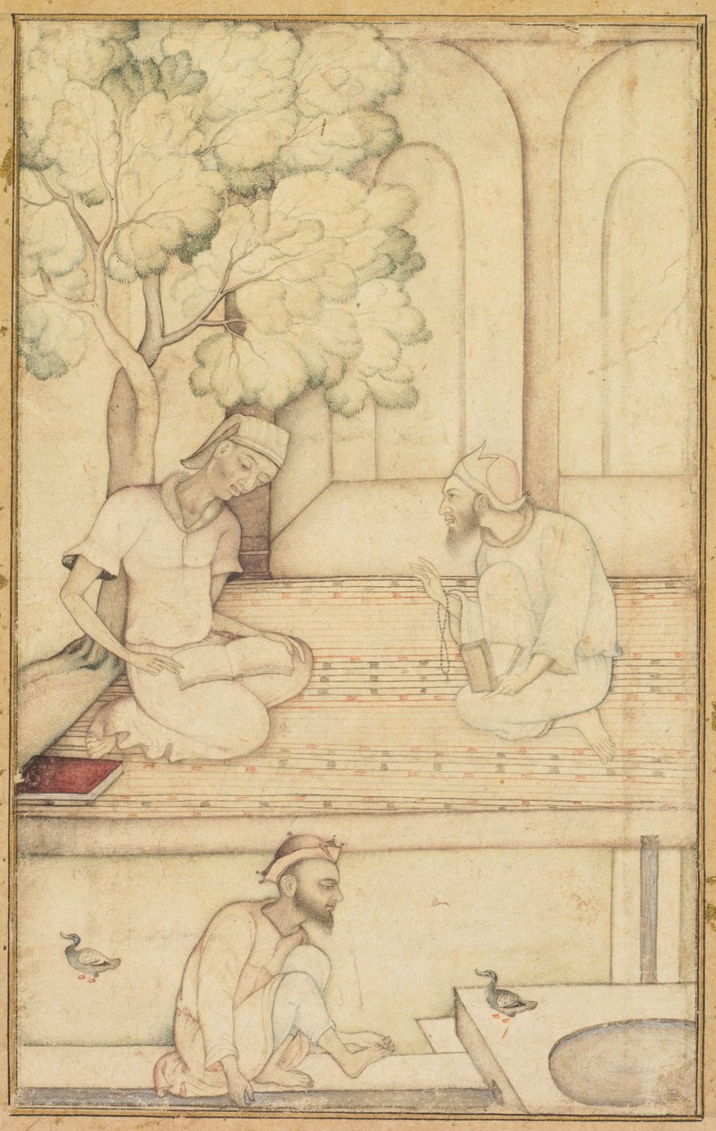 Kabir és két követője a teraszon (recto) alkotó: Unknown artist
