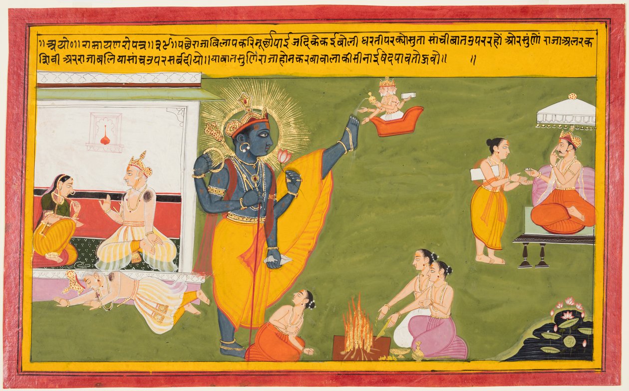 Kaikeyi emlékezteti Dasharathát Bali király feláldozására, egy ramayanából alkotó: Unknown artist