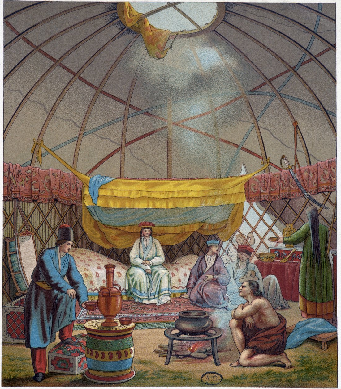 Kalmouk (orosz nomádok) a jurtájukban alkotó: Unknown artist