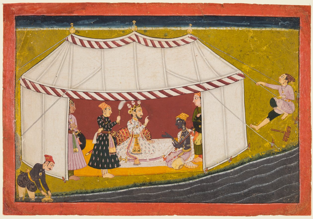 Bikramaditya király megidézi Madhavát, egy Madhavanala Kamakandalából alkotó: Unknown artist