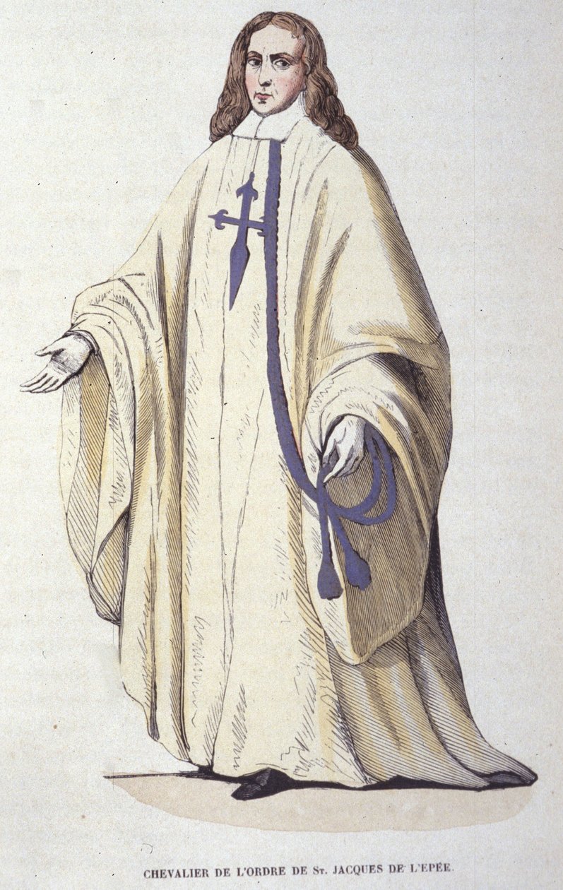 A Kard Szent Jakab Lovagrend lovagja, 1170-ben Spanyolországban alapított katonai rend. XIX. századi metszet. alkotó: Unknown artist
