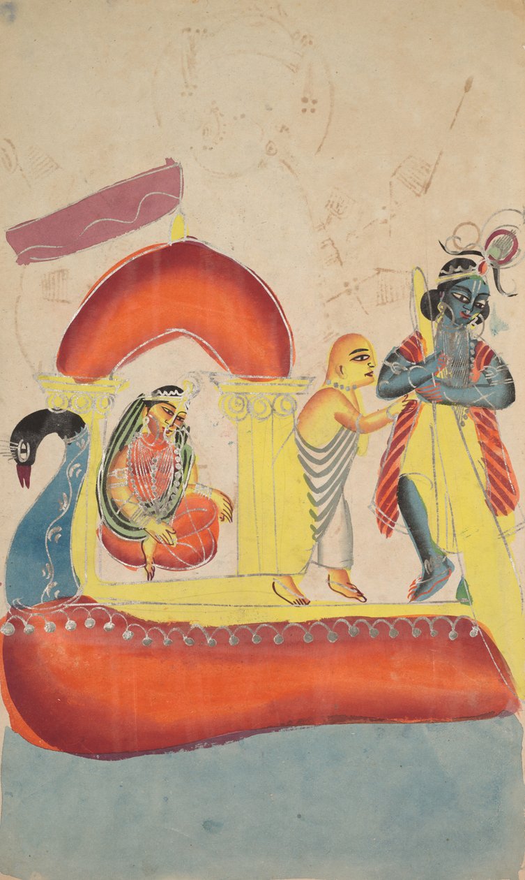 Krisna komppal Radha a Yamuna folyón át (recto) alkotó: Unknown artist