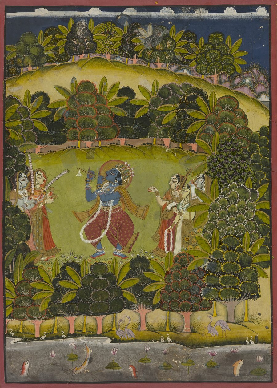 Krishna fuvolázik a Gopiknak alkotó: Unknown artist