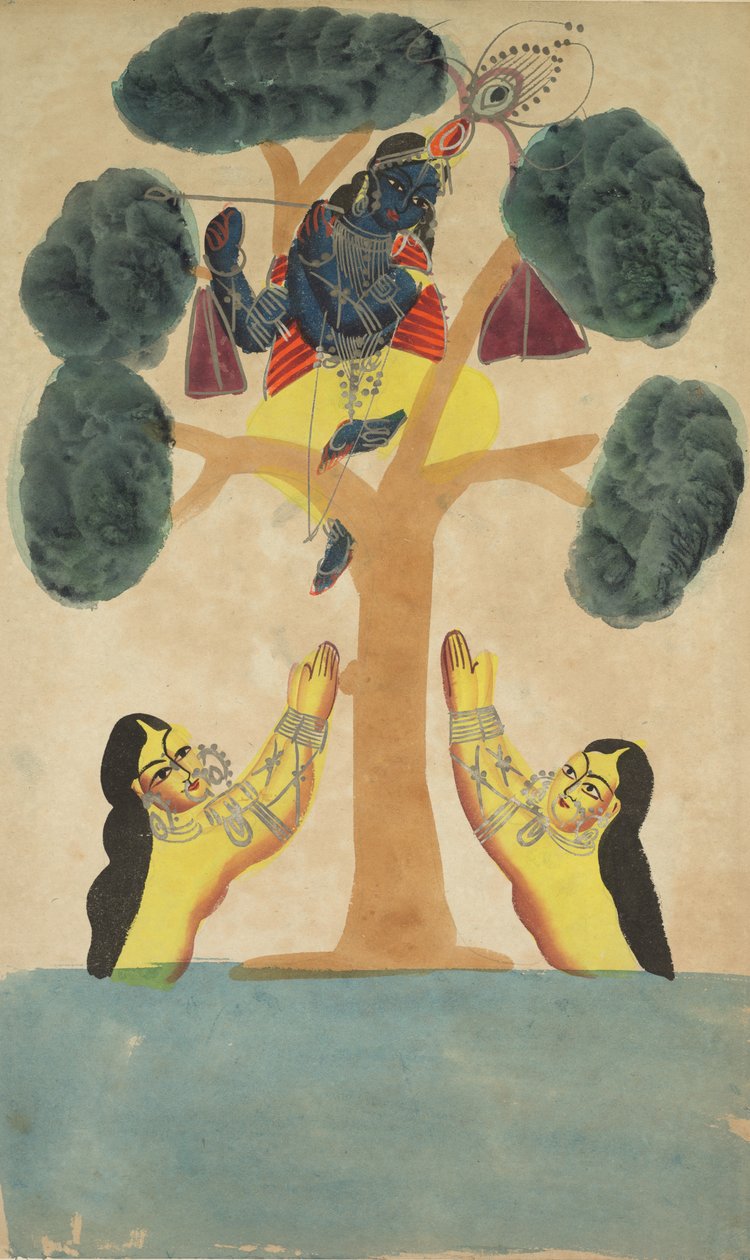 Krisna ellopja a tehénlányok (gopisz) ruháit (recto) alkotó: Unknown artist