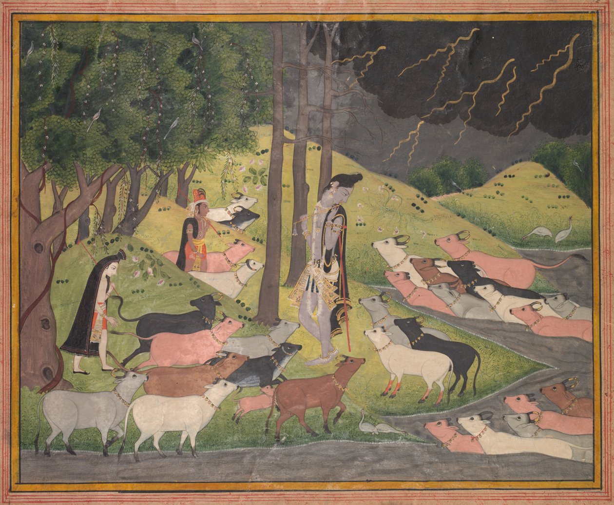 Krisna megidézi a teheneket alkotó: Unknown artist