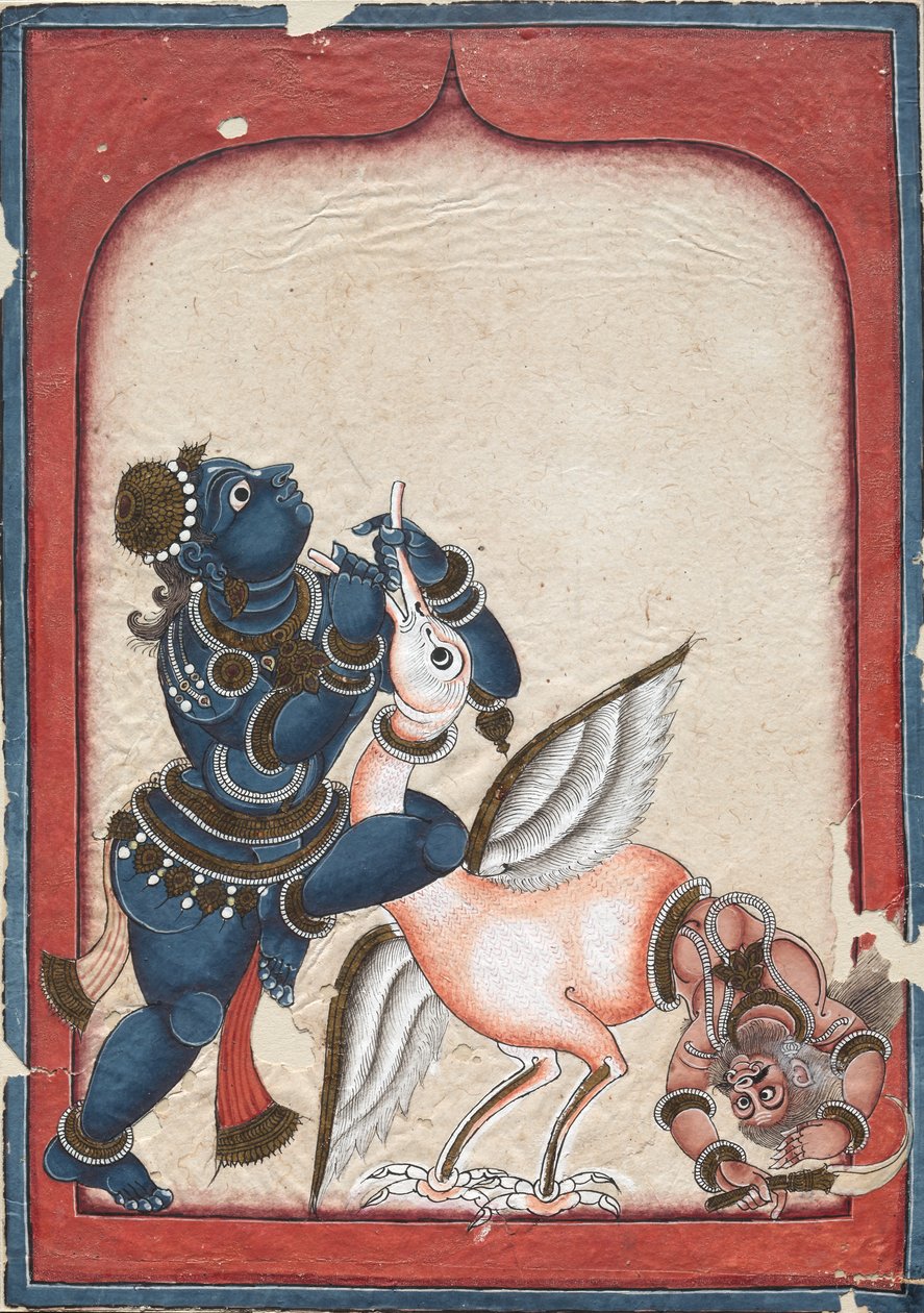 Krishna legyőzi a daru-démont Bakasura alkotó: Unknown artist