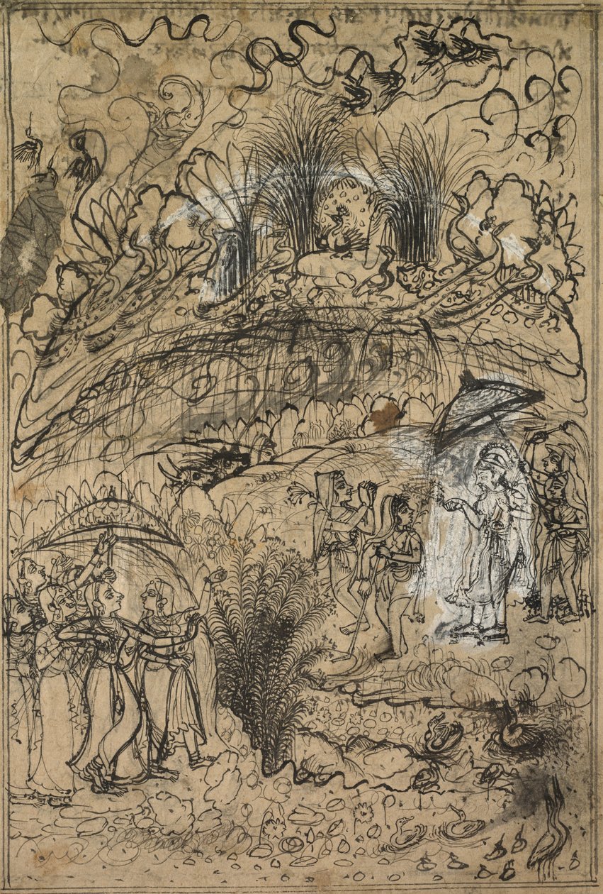 Krisna és Radha szőnyeg alatt. govardhan alkotó: Unknown artist