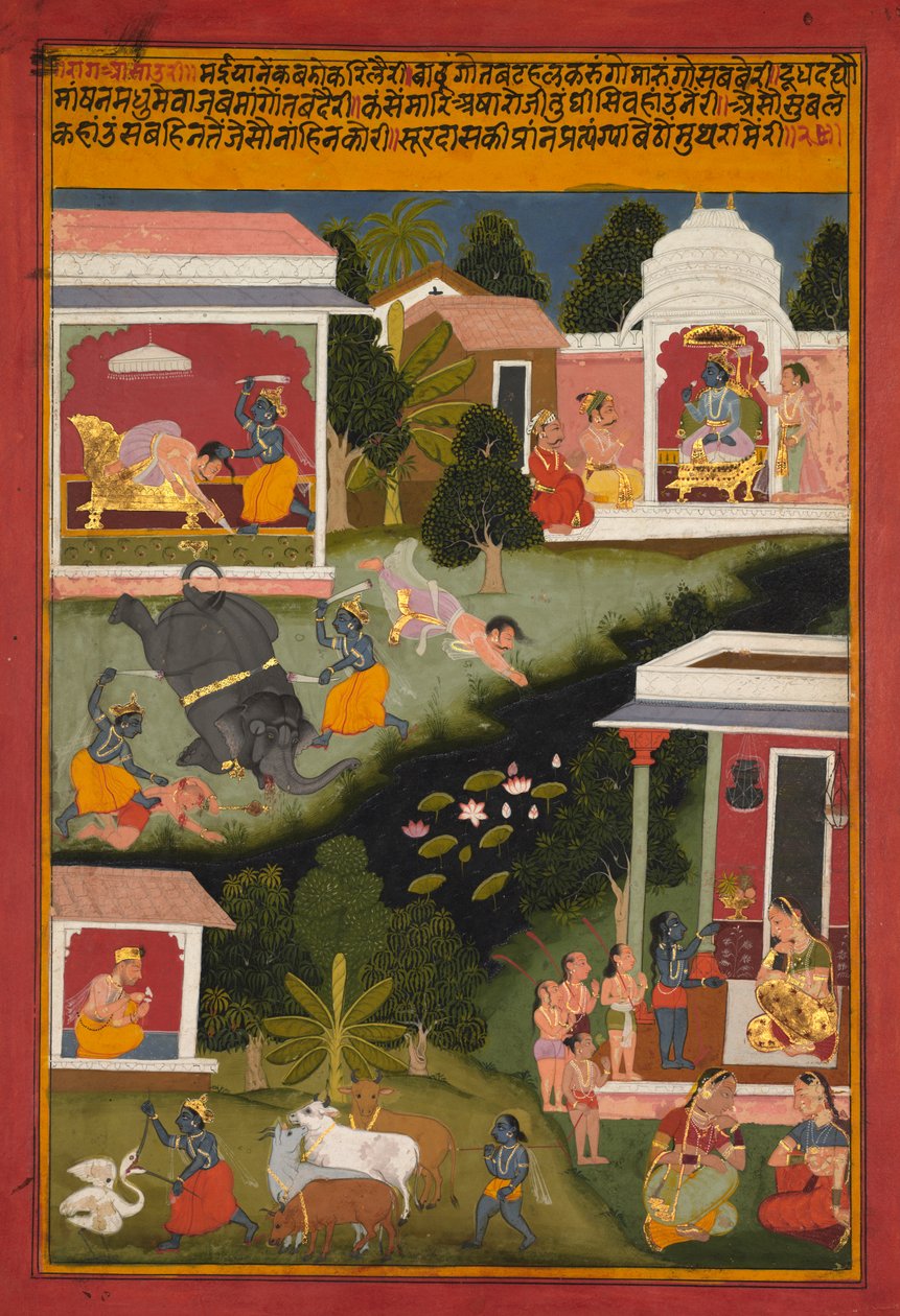 Krishna, mint a démonok pusztítója, Surdas Sursagarjából alkotó: Unknown artist