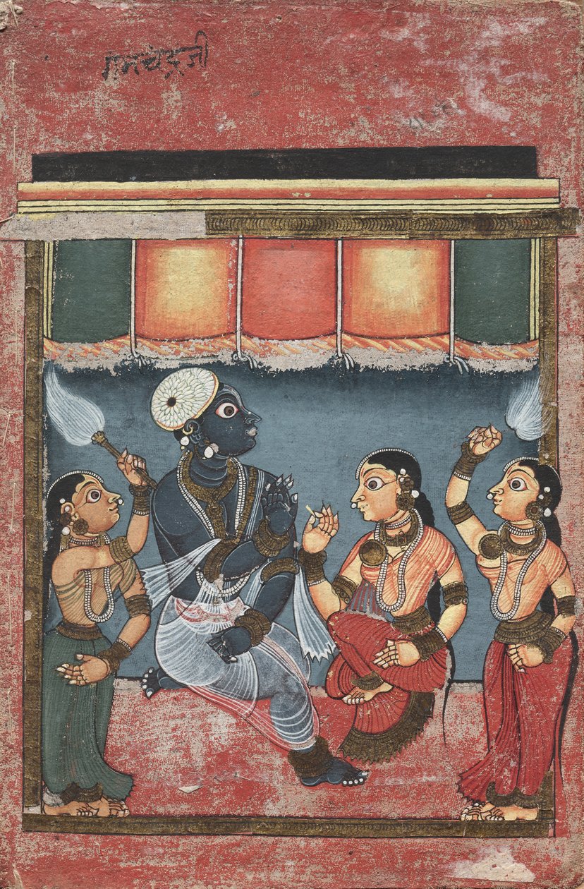 Krisna Radhával és két kísérővel (recto) alkotó: Unknown artist