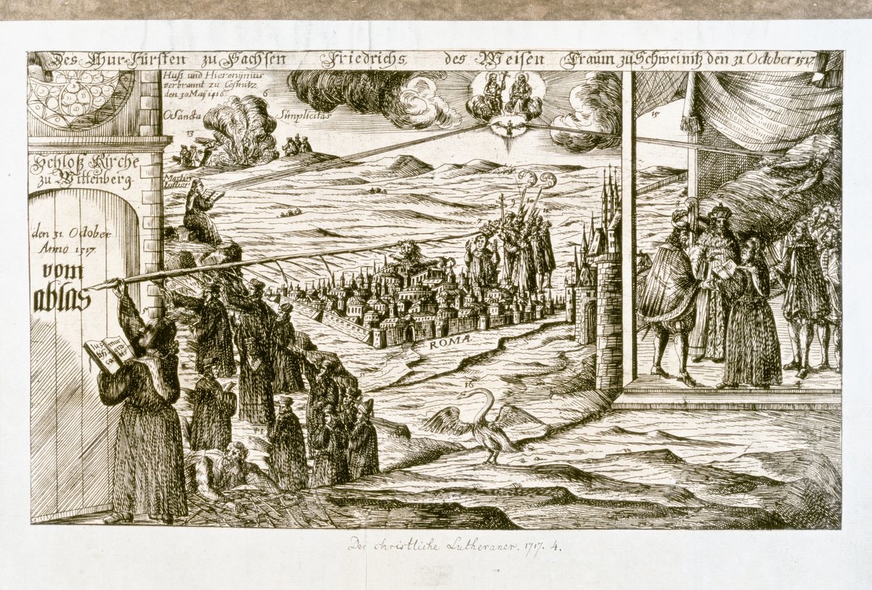 LUTHER Martin: Bölcs Frigyes szász herceg álmának allegorikus nyomdai ábrázolása... (metszet). alkotó: Unknown artist
