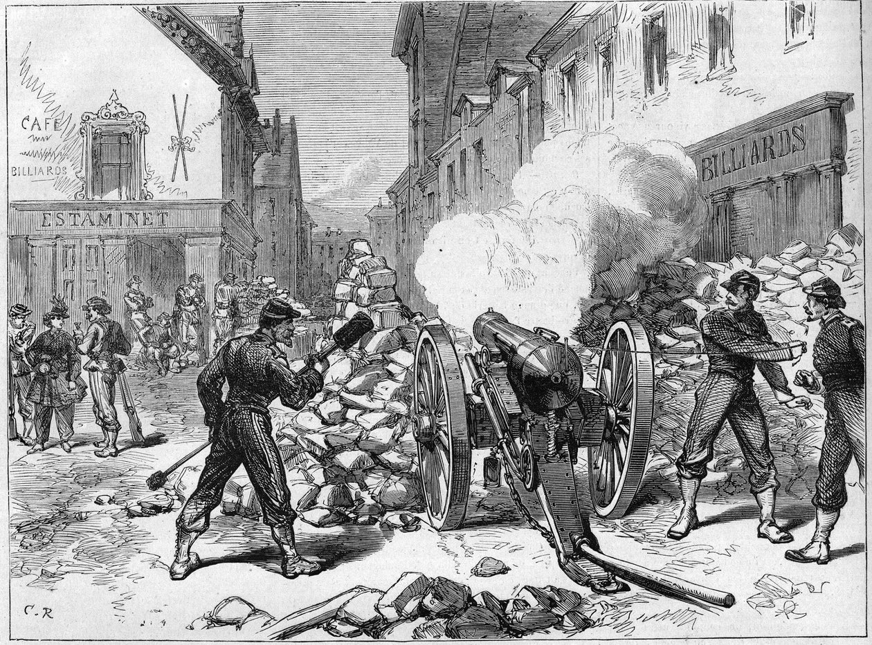 La Commune de Paris 1871-ben. A federes (communards) által Issyben felállított akkumulátor. alkotó: Unknown artist