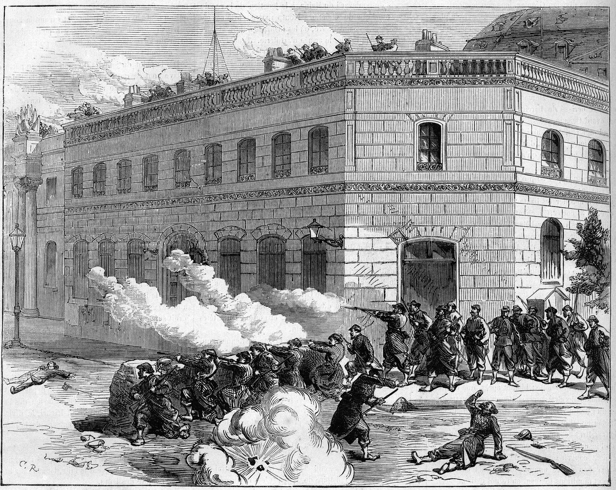 La Commune de Paris 1871-ben. Az Elysee-palota védelme a Federes (Communards) által. alkotó: Unknown artist