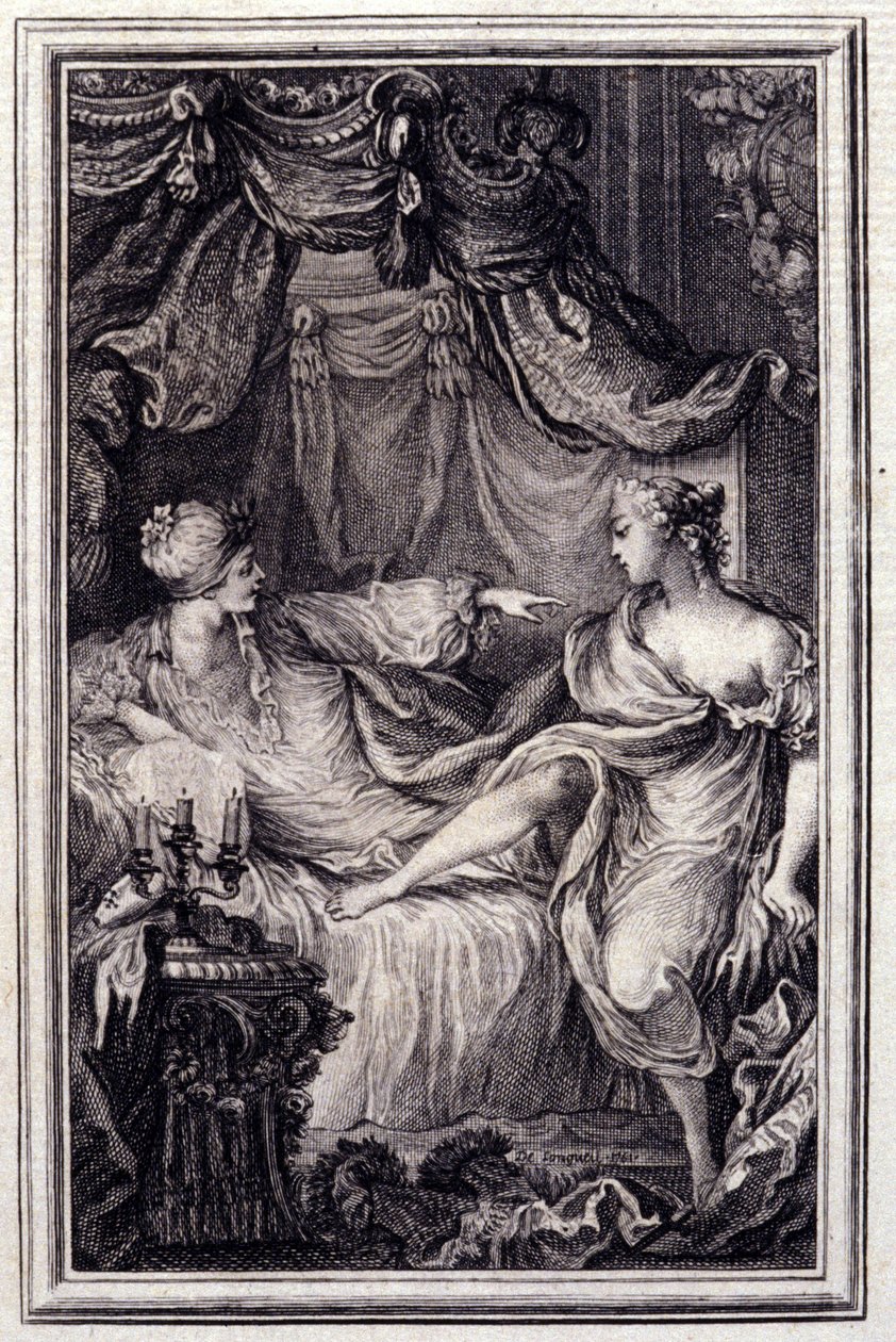 A szerelmes udvarhölgy – Jean La Fontaine „Mesék és novellák versben” című kötetében. 1762. alkotó: Unknown artist