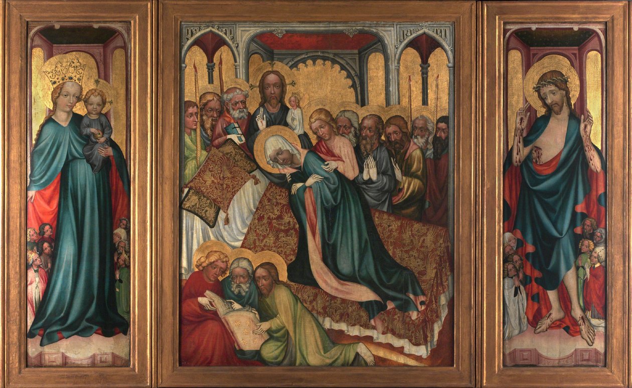 A Szűz halála - Roudnice oltárkép (, 1410 körül - A Szűz halála. A Roudnice oltárkép - Anonymous. Tempera on panel, 1410 körül. Nemzeti Galéria, Prága alkotó: Unknown artist