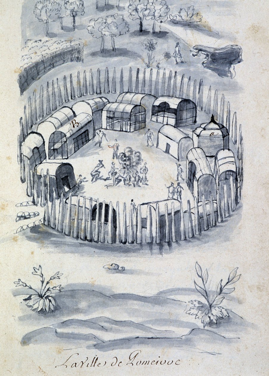 Pomeivue városa (telepi tábor Kanadában) - a „” párbeszédben vagy interjúban egy franciáról egy vademberrel” alkotó: Unknown artist